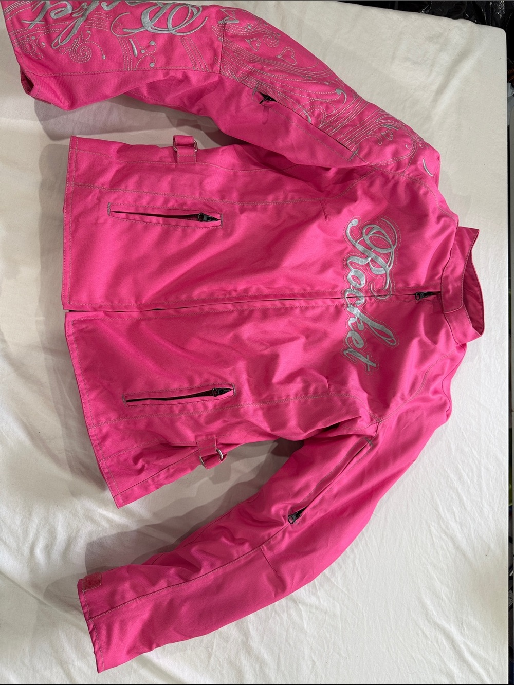 Joe Rocket Hot Pink Women's Motorcycle Jacket with Silver Script